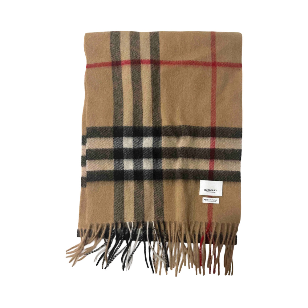 Burberry Classic Check Cashmere Scarf Archive Beige New